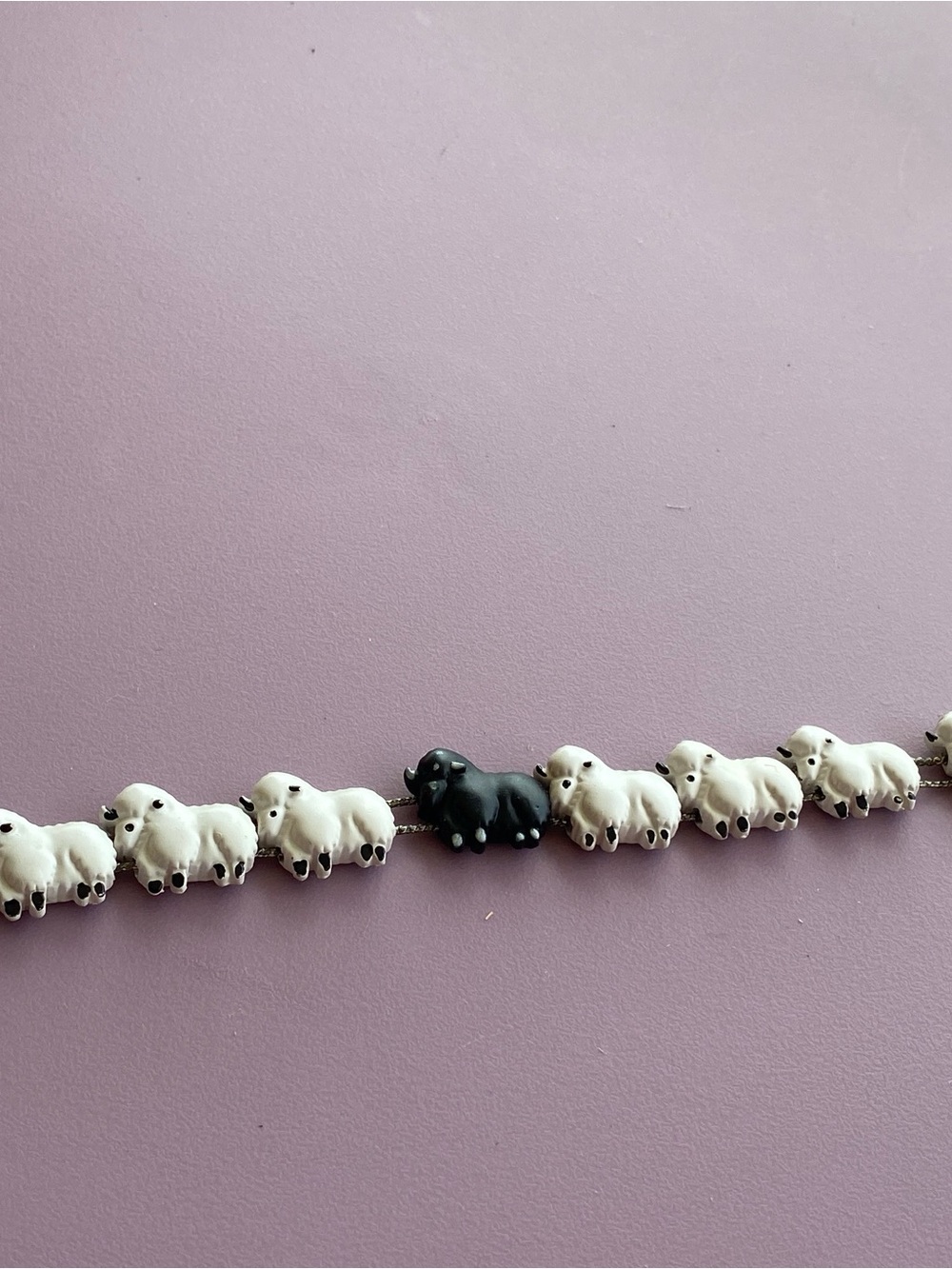 Sheep-Themed Bracelet - Black & White